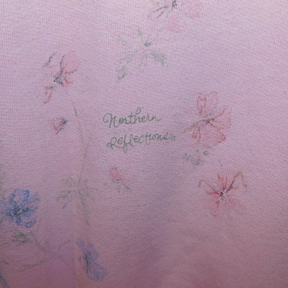 VTG 90s Northern Reflections Womens L Pink Floral Glitter detail  Sweatshirt - Picture 7 of 13